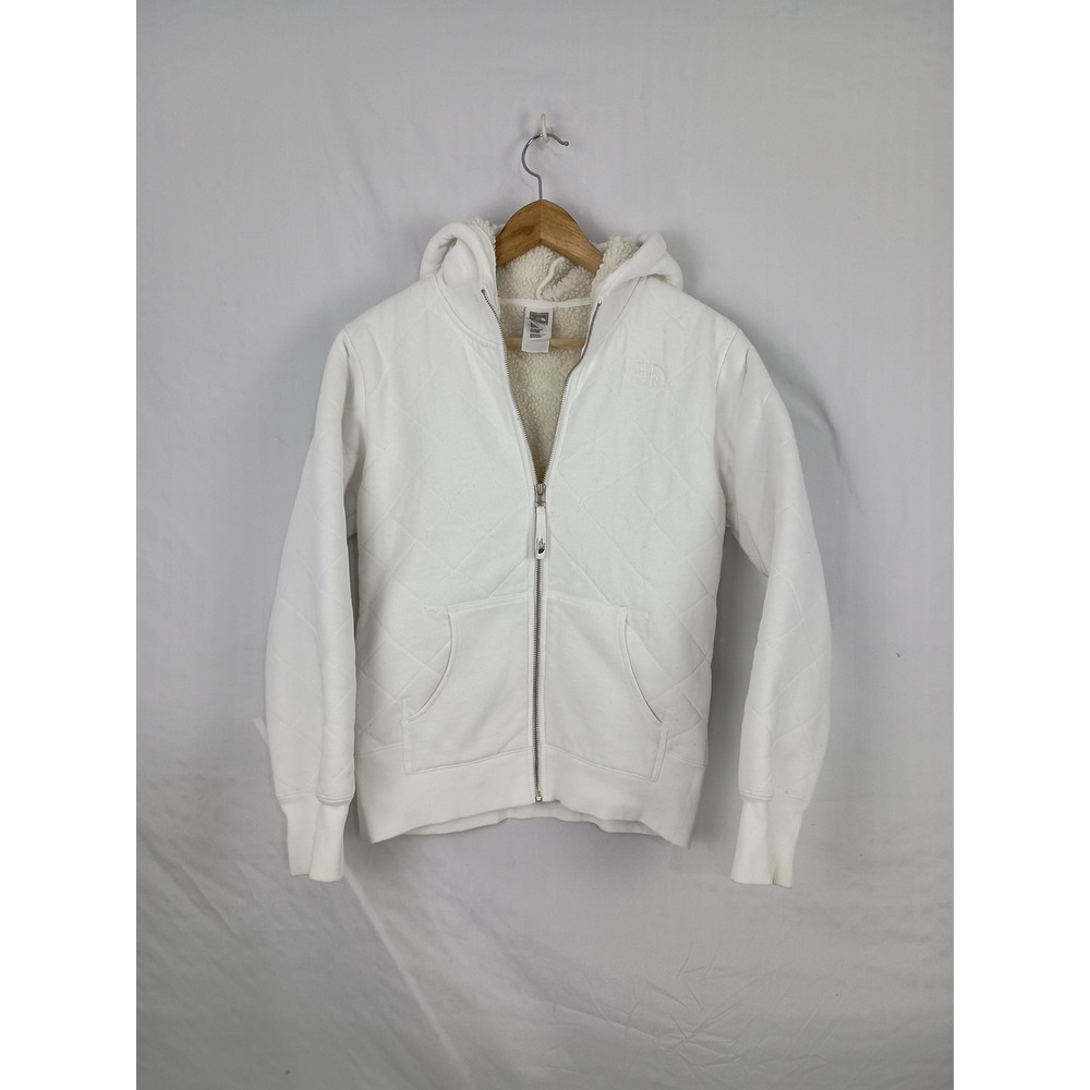 The North Face Long Sleeve Full Zip White Quilted Hoodie Size Small‎